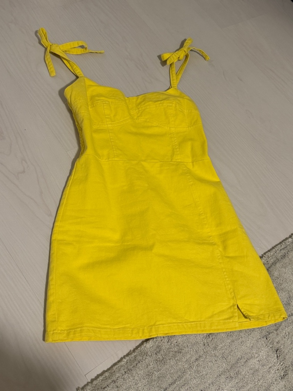 Sunny Yellow Tie-Shoulder Mini Dress